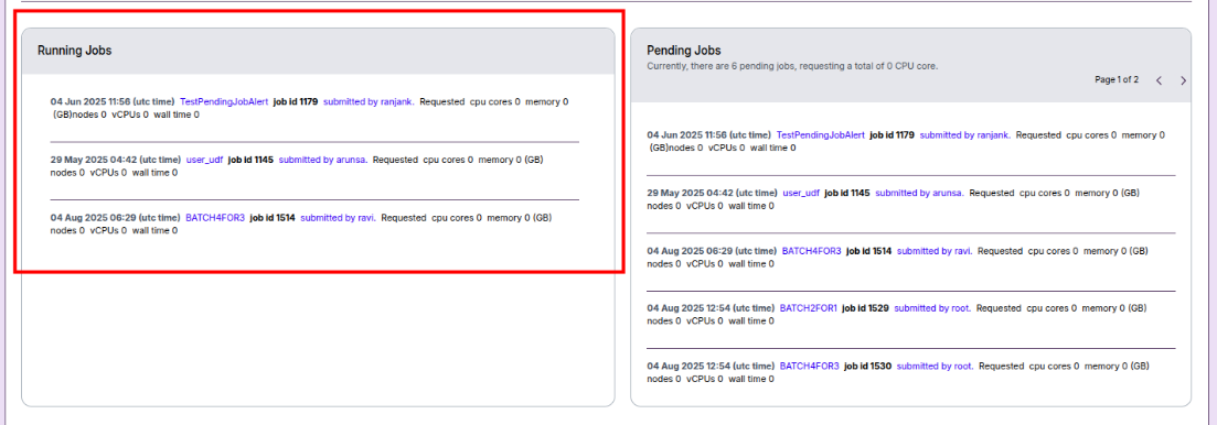 Running Job Status